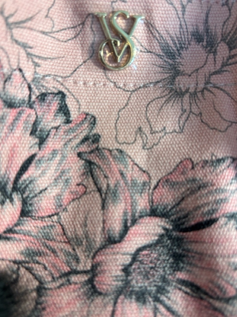 Victoria’s Secret Sketched - Floral print on pink canvas tote bag - Picture 5 of 6